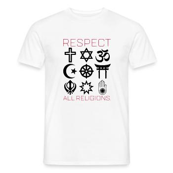 RESPECT ALL RELIGIONS - Männer T-Shirt - Weiß - Vorne - AI Model Male 178 dark (178cm)