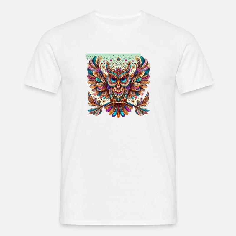Muster Eule - Männer T-Shirt - Weiß