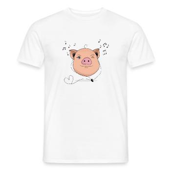 Schwein mit Kopfhörer Musik Geschenk - Männer T-Shirt - Weiß - Vorne - AI Model Male 178 dark (178cm)