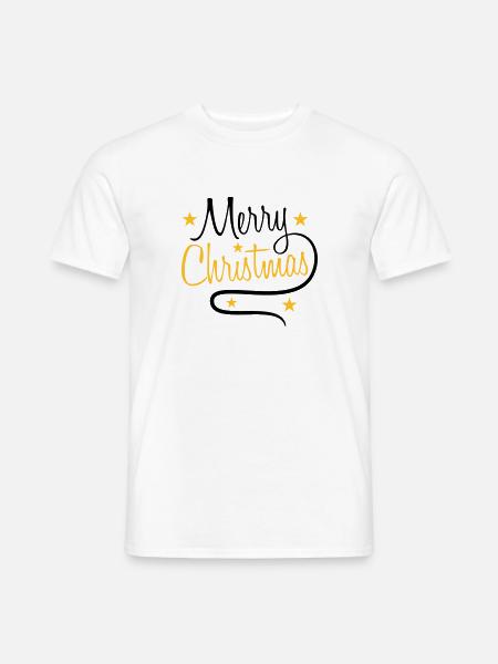 text design logo tanne sterne frohe christmas weih - Männer T-Shirt - Weiß