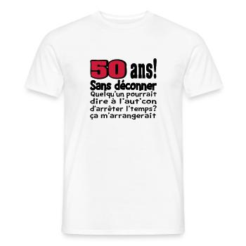DESIGN,HUMOUR,MOTIF AMUSANT, DROLE,ANNIVERSAIRE, - T-shirt homme - blanc - Devant - AI Model Male 178 dark (178cm)