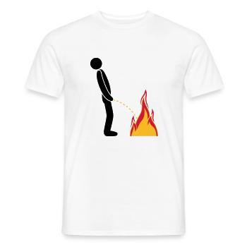 fire extinguish flames hot fire brigade logo in ste - Men's T-Shirt - white - Front - AI Model Male 178 dark (178cm)