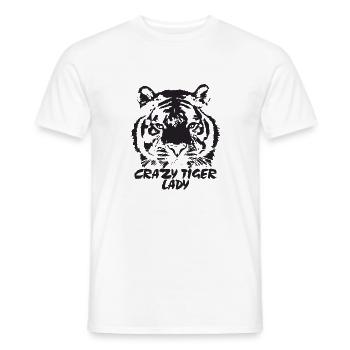 Crazy tiger lady in black - Men's T-Shirt - white - Front - AI Model Male 178 dark (178cm)