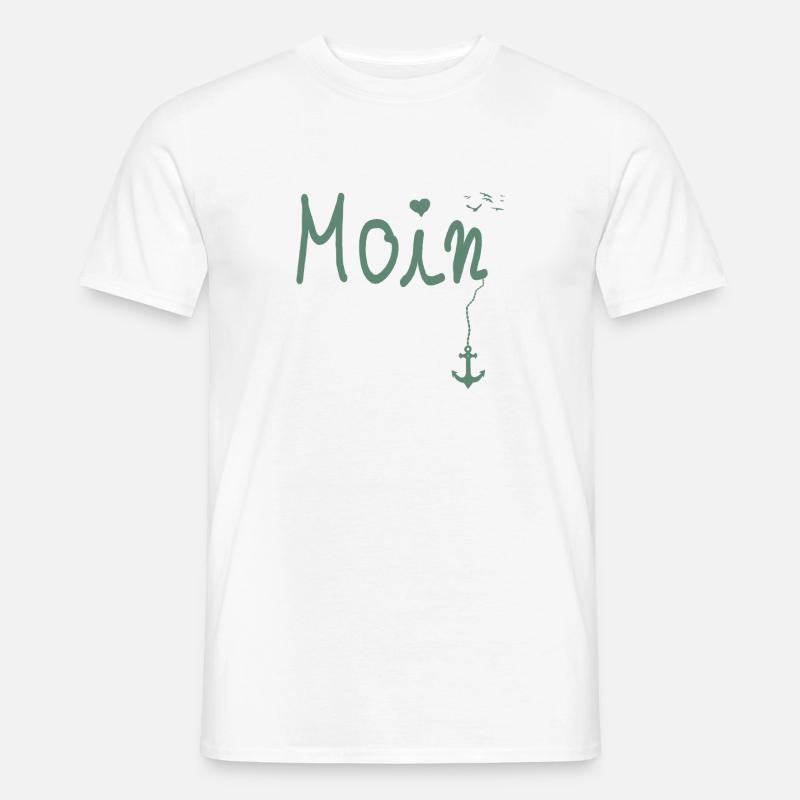 Moin Begrüßung Moin mit Möwe - Männer T-Shirt - Weiß