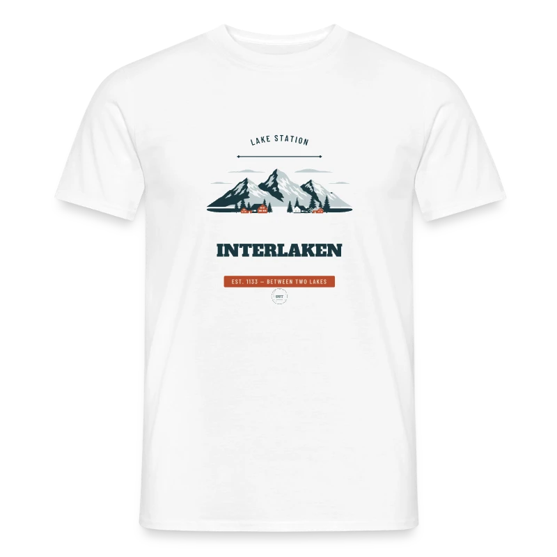 Interlaken badge on a men's t-shirt