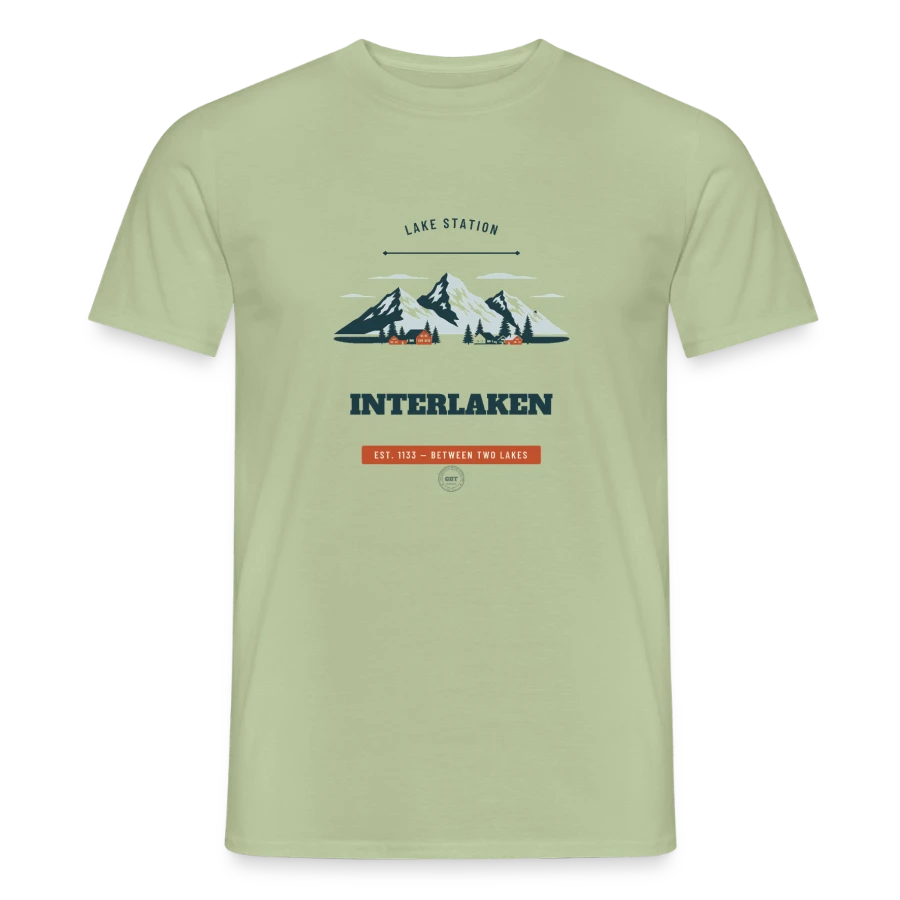 Badge Interlaken sur men's t-shirt, sage