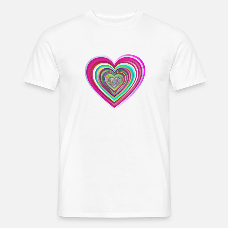 buntes Herz mit 3D-Effekt - Männer T-Shirt - Weiß