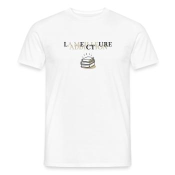 LECTURE, LA MEILLEURE ADDICTION - T-shirt homme - blanc - Devant - AI Model Male 178 dark (178cm)
