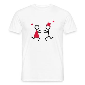 Partnershirt Pärchen rennt aufeinander zu - Männer T-Shirt - Weiß - Vorne - AI Model Male 178 dark (178cm)