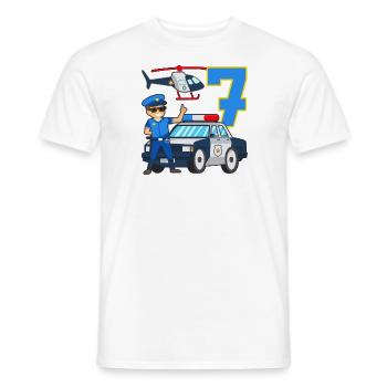 7 Geburtstag Polizei Auto 7 Jahre alt Polizist - Männer T-Shirt - Weiß - Vorne - AI Model Male 178 dark (178cm)