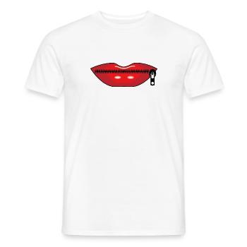 Mund Reißverschluss - Männer T-Shirt - Weiß - Vorne - AI Model Male 178 dark (178cm)
