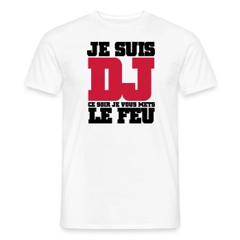 Je Suis DJ ce soir je vous mets le feu - T-shirt homme - blanc - Devant - AI Model Male 178 dark (178cm)