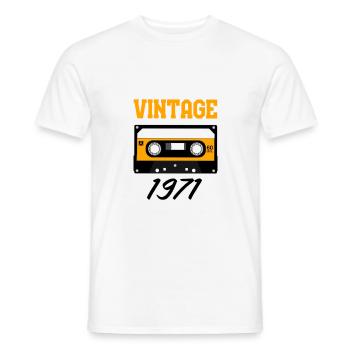 Vintage 1971 Year of construction 1971 Year of birth 1971 - Men's T-Shirt - white - Front - AI Model Male 178 dark (178cm)