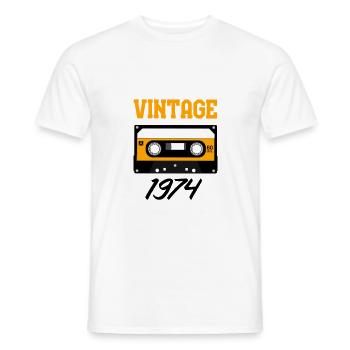 Vintage 1974 Year of construction 1974 Year of construction 1974 - Men's T-Shirt - white - Front - AI Model Male 178 dark (178cm)
