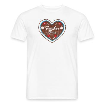 Lebkuchenherz "Fescher Bua" - Männer T-Shirt - Weiß - Vorne - AI Model Male 178 dark (178cm)
