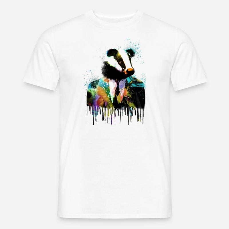 dachs,stinkstier,graffiti,malerei,bunt,anzug - Männer T-Shirt - Weiß