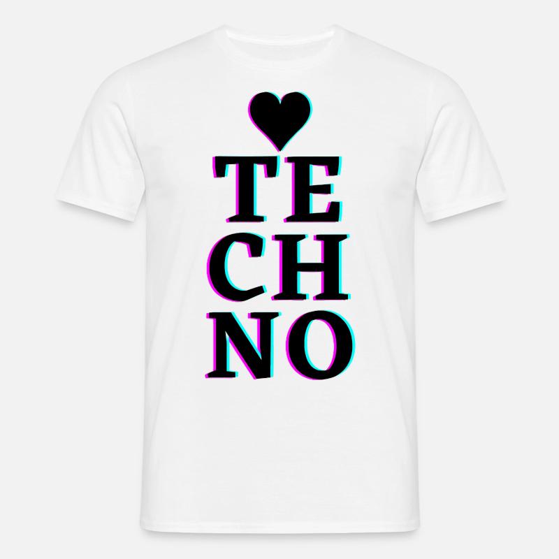 ♥TECHNO - Männer T-Shirt - Weiß