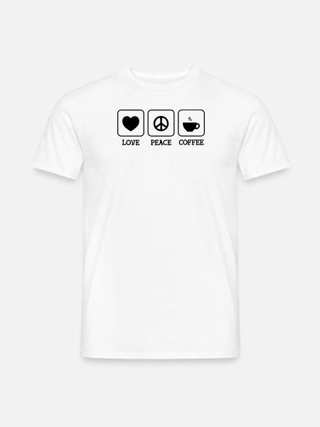 Love, Peace, Coffee - T-shirt homme - blanc