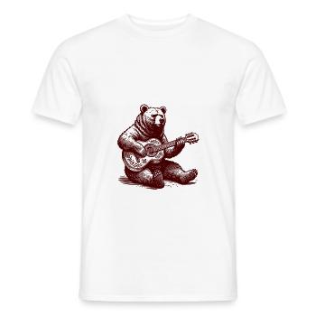 Bear Playing Guitar Funny Wild Animal Guitarist - Men's T-Shirt - white - Front - AI Model Male 178 dark (178cm)