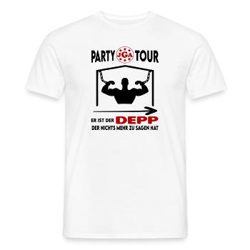 JGA Er ist der Depp der nichts mehr zu sagen hat - Männer T-Shirt - Weiß - Vorne - AI Model Male 178 dark (178cm)