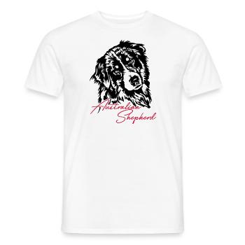 Berger australien Aussie Dog Wilsigns Dog - T-shirt homme - blanc - Devant - AI Model Male 178 dark (178cm)