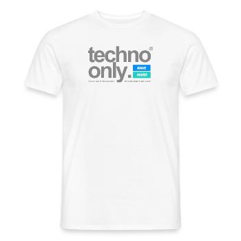 TECHNO ONLY - Männer T-Shirt - Weiß - Vorne - AI Model Male 178 dark (178cm)