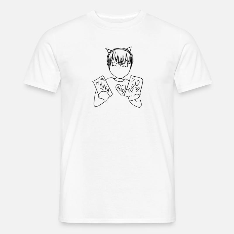 Manga Nerd - Männer T-Shirt - Weiß