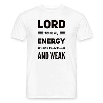 Seigneur renouvelle mon énergie quand je me sens fatigué et faible - T-shirt homme - blanc - Devant - AI Model Male 178 dark (178cm)