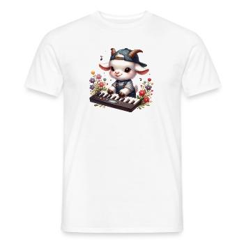 Cute Goats and Drum Farm Motif - Men's T-Shirt - white - Front - AI Model Male 178 dark (178cm)