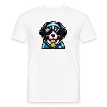 Bernhardiner Tennis Spieler Hund Ball Racket - Männer T-Shirt - Weiß - Vorne - AI Model Male 178 dark (178cm)
