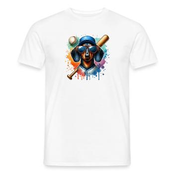 Dachshund Dachshund Dog Baseball Player Sports - Men's T-Shirt - white - Front - AI Model Male 178 dark (178cm)