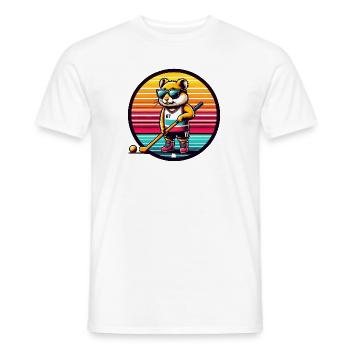 Hamster Joueur De Hockey Sur Gazon Design Rétro - T-shirt homme - blanc - Devant - AI Model Male 178 dark (178cm)