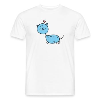 Strichmännchen Katze (b) - Männer T-Shirt - Weiß - Vorne - AI Model Male 178 dark (178cm)