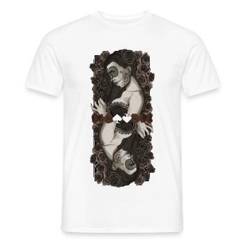 Twin Catrinas in Roses - Men's T-Shirt - white - Front - AI Model Male 178 dark (178cm)
