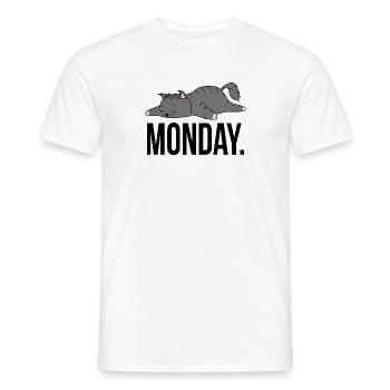 Katze Montag Spruch Geek Arbeit Faulheit Geschenk - Männer T-Shirt - Weiß - Vorne - AI Model Male 178 dark (178cm)