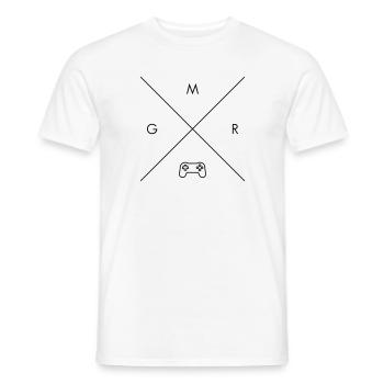 GMR - Gamer X Hipster Cross Cross Controller - Men's T-Shirt - white - Front - AI Model Male 178 dark (178cm)
