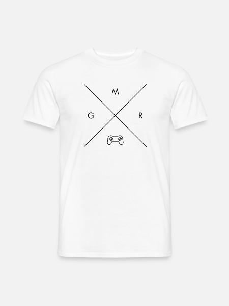 GMR - Gamer X Hipster Cross Kreuz Controller - Männer T-Shirt - Weiß