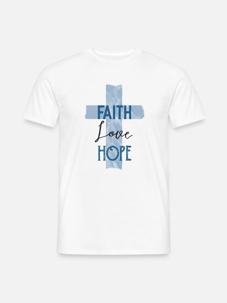Faith Love Hope – Christliches Kreuz Design - Männer T-Shirt - Weiß