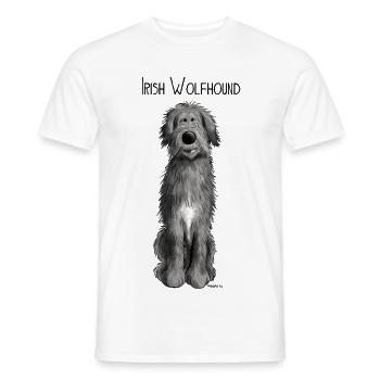 Funny Irish Wolfhound - comic - dog - cartoon - T-shirt homme - blanc - Devant - AI Model Male 178 dark (178cm)