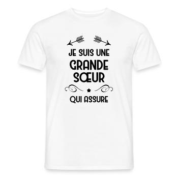 Grande Soeur Sœur Naissance Bébé Famille - Men's T-Shirt - white - Front - AI Model Male 178 dark (178cm)