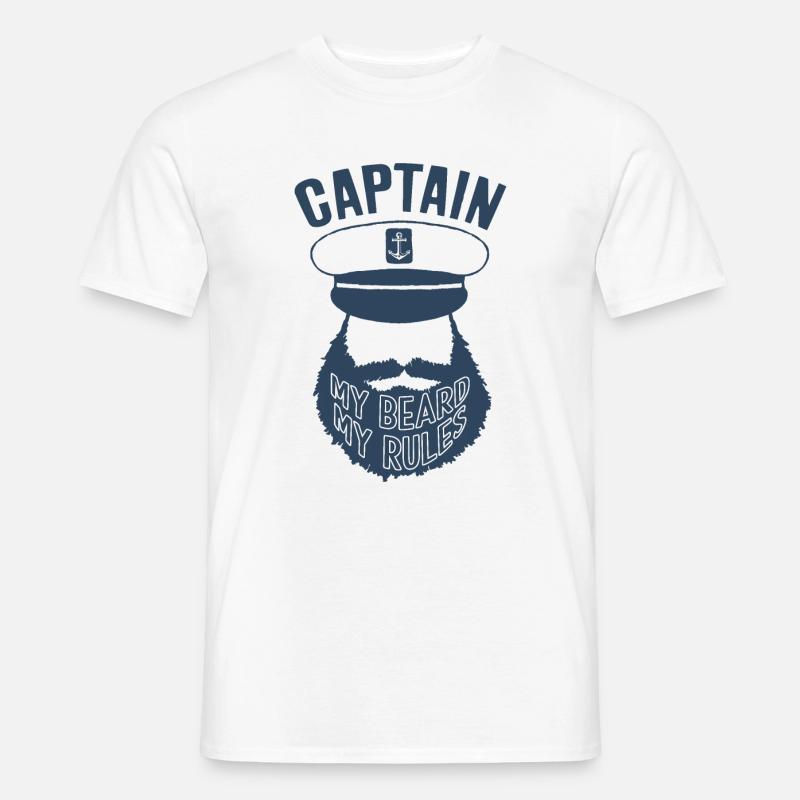 BOAT CAPTAIN BEARD RULES - Men's T-shirt - white