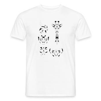 Animaux geometrie origami perroquet crocodile  - T-shirt homme - blanc - Devant - AI Model Male 178 dark (178cm)