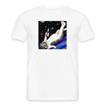 Betrunkene Katze im Weltraum. - Männer T-Shirt - Weiß - Vorne - AI Model Male 178 dark (178cm)