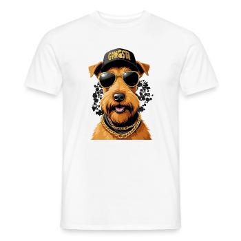 Irish Terrier Gangsta Gangster Hund Geschenk - Männer T-Shirt - Weiß - Vorne - AI Model Male 178 dark (178cm)