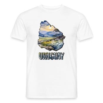 Carte à l’aquarelle de l’Uruguay - T-shirt homme - blanc - Devant - AI Model Male 178 dark (178cm)