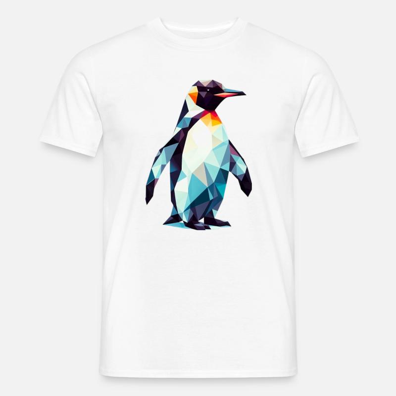 Polygonaler Pinguin - Männer T-Shirt - Weiß