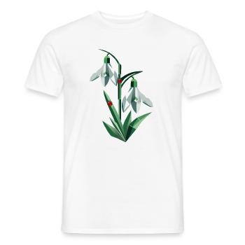 Two snowdrops with ladybugs - Men's T-Shirt - white - Front - AI Model Male 178 dark (178cm)