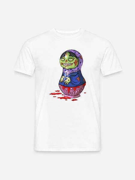 Zombie-Matrjoschka-Puppe - Männer T-Shirt - Weiß