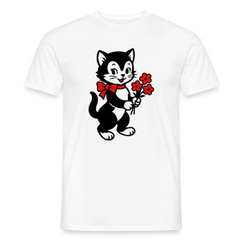 Schwarze Katze mit rotem Band - Männer T-Shirt - Weiß - Vorne - AI Model Male 178 dark (178cm)