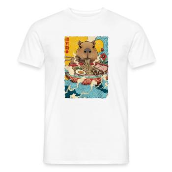 Capybara Eats Ramen Noodles - Men's T-Shirt - white - Front - AI Model Male 178 dark (178cm)